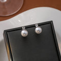 Elegant Minimalist Pearl Ball Studs With Rhinestone Accent, Silver Needle Daily Commuter Jewelry Earrings view 2