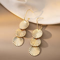 Elegant Alloy Shell Disc Drop Earrings For Women, Exaggerated Long Geometric Round Statement Earrings view 2