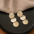 Elegant Alloy Shell Disc Drop Earrings For Women, Exaggerated Long Geometric Round Statement Earrings view 4