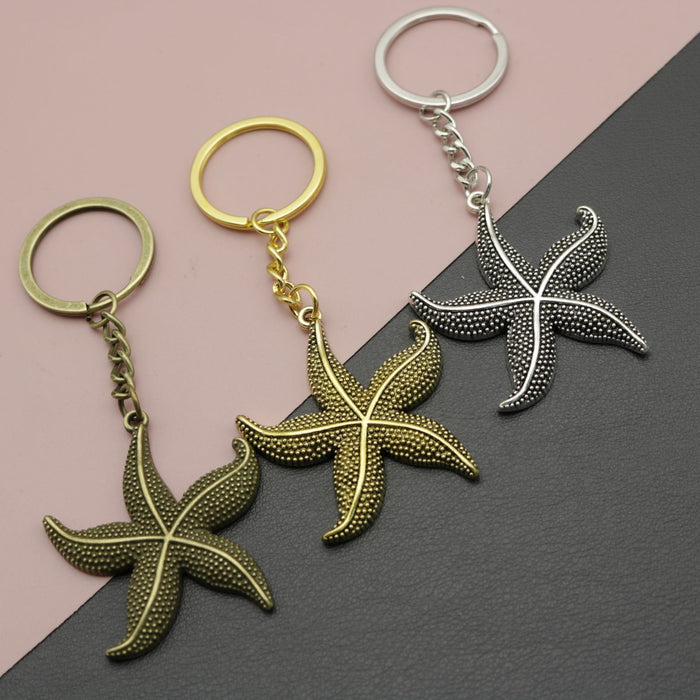 Metal Sea Star Keychain Minimalist Bag Charm Gift