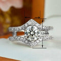 Sparkling Four Prong Princess Crown V Shape Two In One Ring Fashion Hand Jewelry view 5