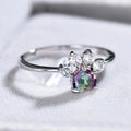 Cute Cartoon Cat Paw Footprint Ring For Women, Trendy Animal Series Pinky Ring Jewelry view 3
