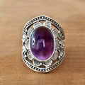 Bohemian Moonstone Ring With Carved Vintage Lace, Antique Floral Palace Index Finger Ring view 6