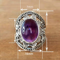 Bohemian Moonstone Ring With Carved Vintage Lace, Antique Floral Palace Index Finger Ring view 4