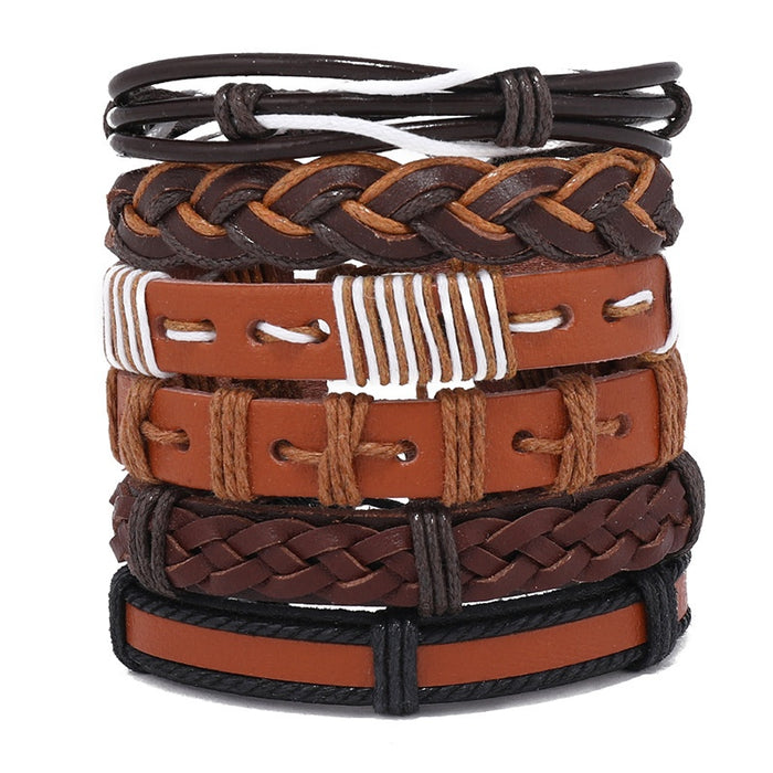 Vintage Multilayer Handmade Braided Leather Bracelet For Men, Simple Creative Fashion Wristband