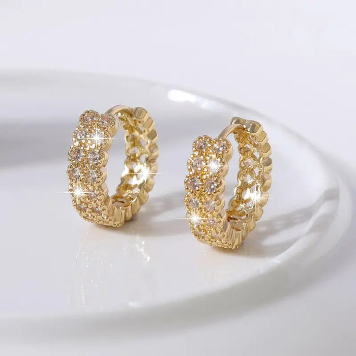 French Vintage Gold Hoop Earrings For Women, Light Luxury European Fashion Ear Jewelry