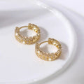 French Vintage Gold Hoop Earrings For Women, Light Luxury European Fashion Ear Jewelry view 3