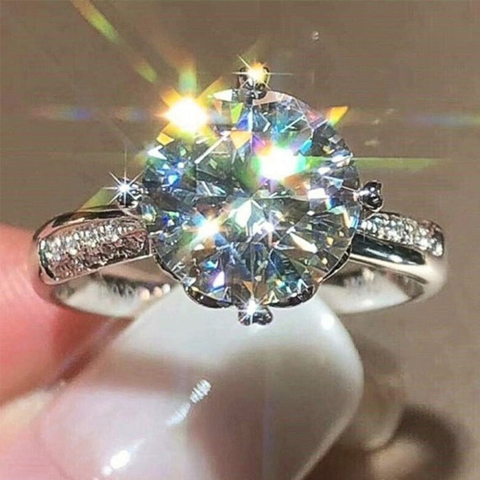 Creative Crown Zircon Ring For Women, Luxury Round Wrap Style Wedding Engagement Jewelry
