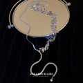 Alloy Leaf Sequin Snake Long Tassel Necklace Minimalist Chic Clavicle Jewelry For Women view 4