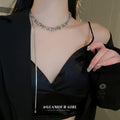 Alloy Leaf Sequin Snake Long Tassel Necklace Minimalist Chic Clavicle Jewelry For Women view 3