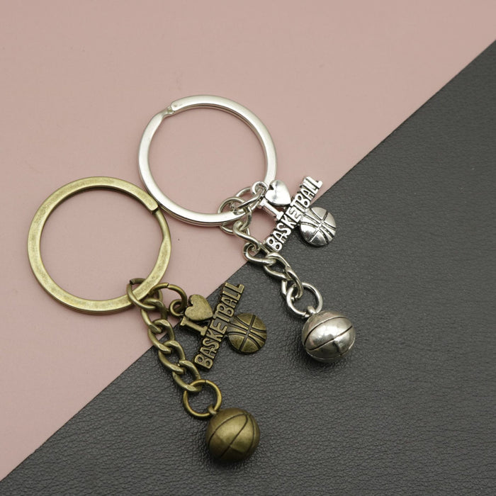 Zinc Alloy Basketball Keychain Bag Charm Sports Gift