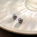 Elegant Vintage Gray Simulated Pearl Stud Earrings For Women, Minimal French Luxury Round Bead Earrings view 3