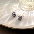 Elegant Vintage Gray Simulated Pearl Stud Earrings For Women, Minimal French Luxury Round Bead Earrings view 2