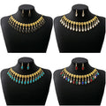 Vintage Luxury Alloy Rhinestone Teardrop Necklace Set For Women Banquet Dress Geometric Dangle Earrings view 1