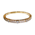 Korean Minimalist Copper Zircon Flower Bangle For Women, Light Luxury Fashion Bracelet view 5