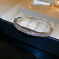 Korean Minimalist Copper Zircon Flower Bangle For Women, Light Luxury Fashion Bracelet view 4
