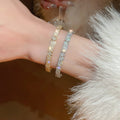 Korean Minimalist Copper Zircon Flower Bangle For Women, Light Luxury Fashion Bracelet view 1