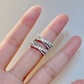 Autumn Winter Triple Band Three Layer Overlap Cross Index Finger Ring, Fashion Delicate Statement Jewelry view 1