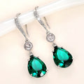 Trendy Blue Topaz Imitation Crystal Teardrop Dangle Earrings For Autumn Jewelry view 2