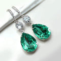 Trendy Blue Topaz Imitation Crystal Teardrop Dangle Earrings For Autumn Jewelry view 1