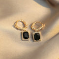 French Palace Vintage Black Zircon Drop Earrings Light Luxury Niche Design Jewelry For Women view 3