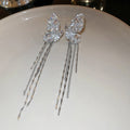 Copper Zircon Half Butterfly Tassel Clip-on Earrings, Korean Light Luxury Ear Cuffs view 2