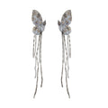 Copper Zircon Half Butterfly Tassel Clip-on Earrings, Korean Light Luxury Ear Cuffs view 5