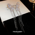Copper Zircon Half Butterfly Tassel Clip-on Earrings, Korean Light Luxury Ear Cuffs view 4