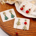 Elegant Christmas Snowman Tree Snowflake Asymmetric Alloy Rhinestone Enamel Pearl Drop Earrings view 1