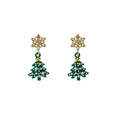 Elegant Christmas Snowman Tree Snowflake Asymmetric Alloy Rhinestone Enamel Pearl Drop Earrings view 5
