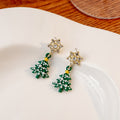 Elegant Christmas Snowman Tree Snowflake Asymmetric Alloy Rhinestone Enamel Pearl Drop Earrings view 3