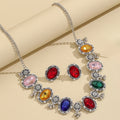 Vintage Luxury Rhinestone Crystal Geometric Round Statement Jewelry Set Elegant Banquet Stud Earrings view 4