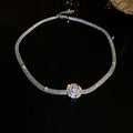 Copper Zircon Flower Snake Chain Necklace Minimalist Luxury Elegant Clavicle Jewelry For Women view 4