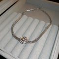 Copper Zircon Flower Snake Chain Necklace Minimalist Luxury Elegant Clavicle Jewelry For Women view 2