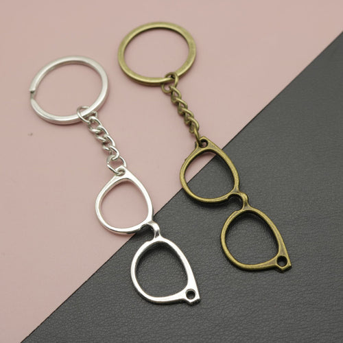 Zinc Alloy Simple Eyeglasses Keychain Bag Charm Gift