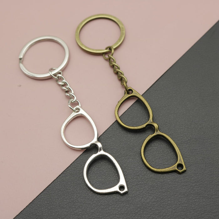 Zinc Alloy Simple Eyeglasses Keychain Bag Charm Gift