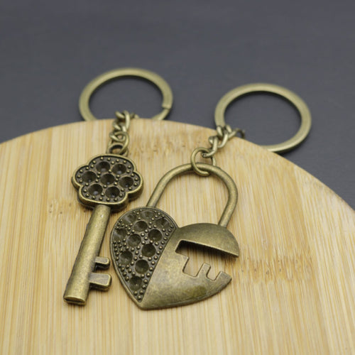 Zinc Alloy Lock And Key Keychain Couple Gift Key Ring