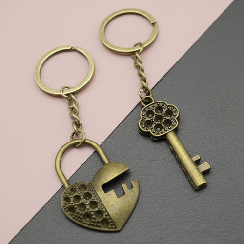 Zinc Alloy Lock And Key Keychain Couple Gift Key Ring