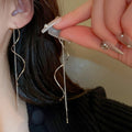 Minimalist Copper Twisted Geometric Line Earrings Solid Color Korean Chic Ear Threader view 3