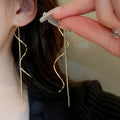 Minimalist Copper Twisted Geometric Line Earrings Solid Color Korean Chic Ear Threader view 4