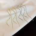 Minimalist Copper Twisted Geometric Line Earrings Solid Color Korean Chic Ear Threader view 2