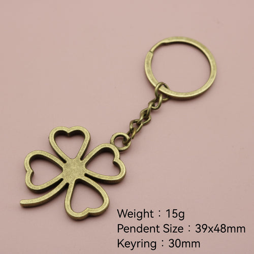 Zinc Alloy Four Leaf Clover Keychain Bag Charm Gift