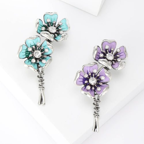 Alloy Enamel Flower Brooch Pin For Elegant Fashion Apparel Accessories