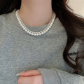 French Style Faux Pearl Geometric Necklace Minimalist Elegant Collarbone Jewelry view 4