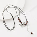 New Chinese Ethnic Butterfly Pendant Necklace, Vintage Beaded Round Collarbone Chain Jewelry view 3