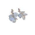 French Elegant Shell Square Zircon Pearl Tassel Drop Earrings With Silver Needle view 5