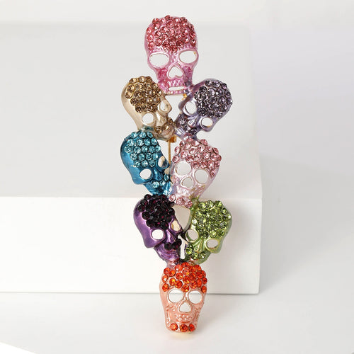 Alloy Enamel Colorful Skull Brooch For Halloween Costume Decoration