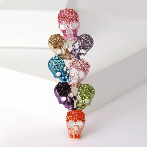 Alloy Enamel Colorful Skull Brooch For Halloween Costume Decoration