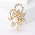 Alloy Sunflower Rhinestone Pearl Brooch Pin For Suits And Shawls view 2