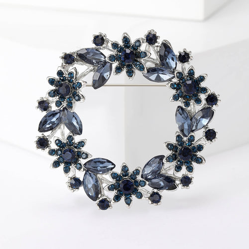 Alloy Rhinestone Wreath Brooch Pin For Blazer And Clothing Fastening